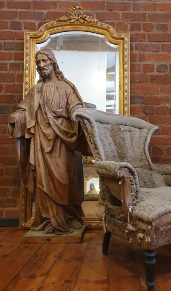 18th Century, Carved Wooden Jesus Statue