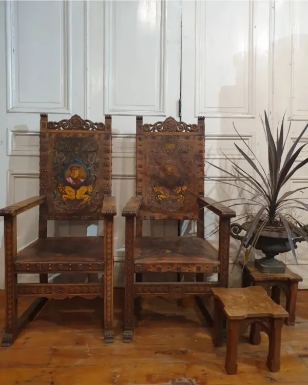 Embossed Cordoba Leather Chairs