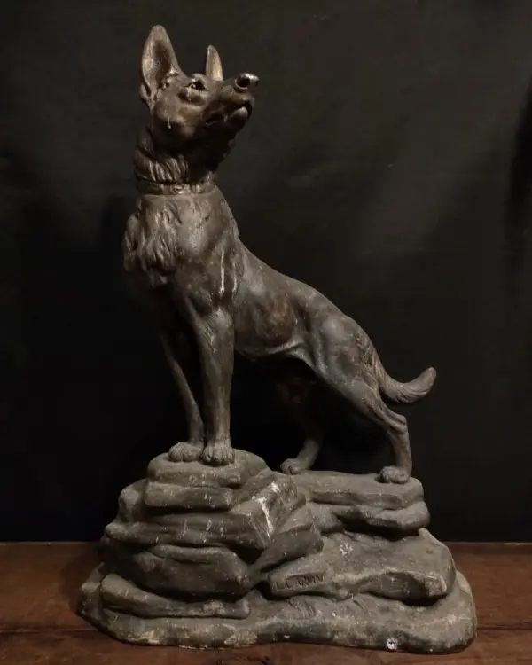Art Deco Spelter Dog Statue