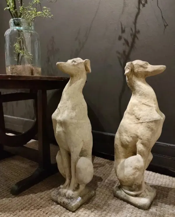 Pair of Imported Whippet Casting Statues