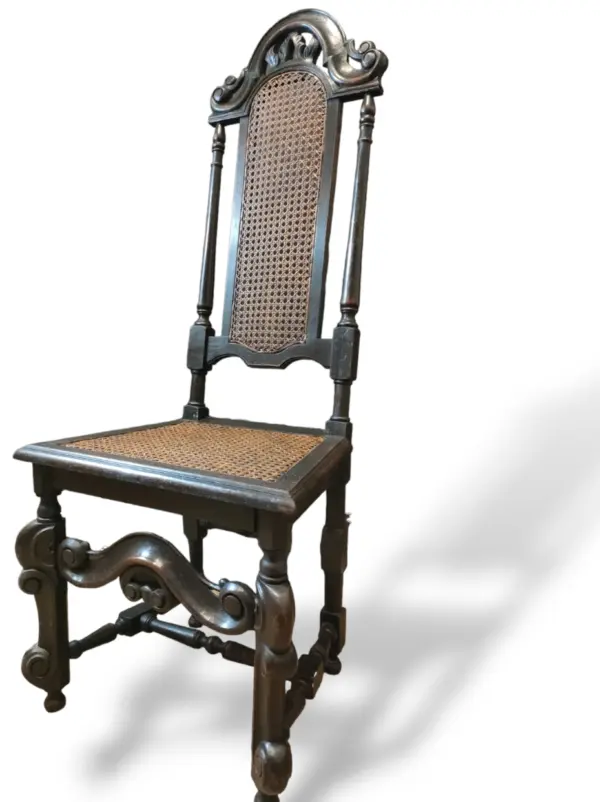 19th Century Carolean Style High Back Side Chair