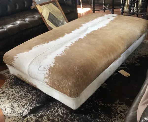 Authentic African Nguni Cattle Hide Covered Ottoman