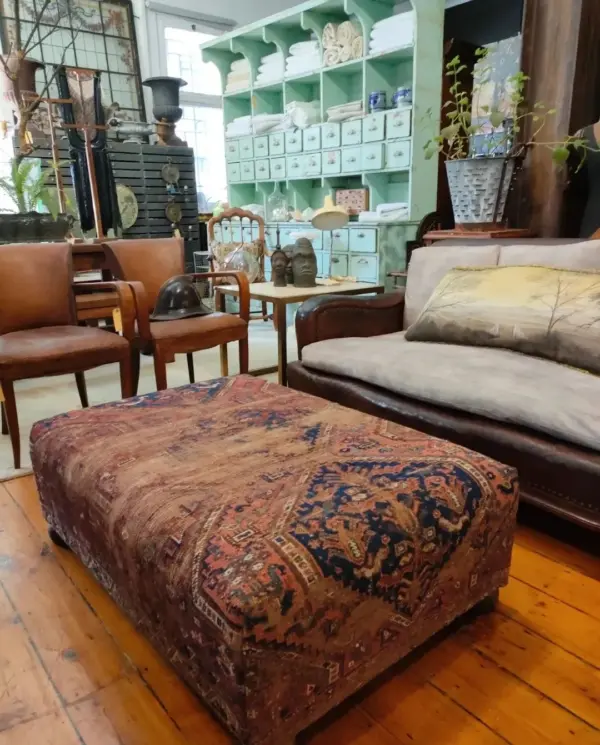 Large Ottoman with Tapestry Fabric