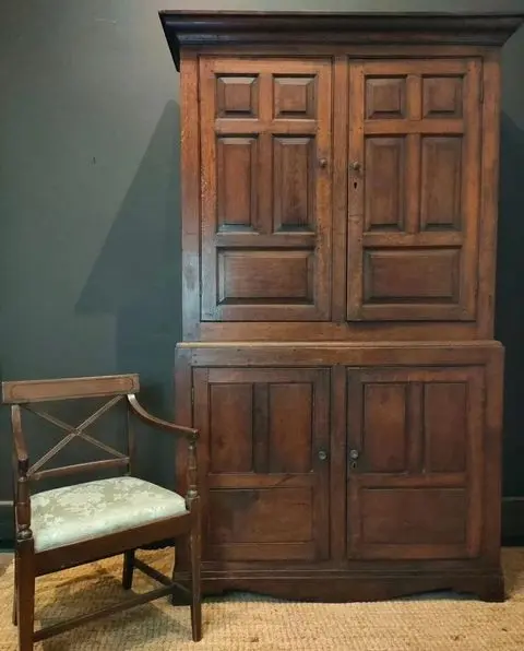 Antique Oak Cupboard With Shelving