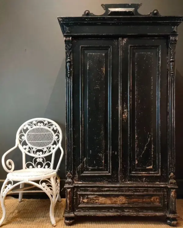 Black Painted French Wardrobe