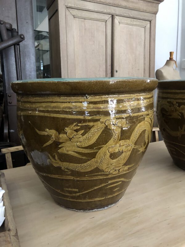 Chinese Dragon Design Ceramic Planter