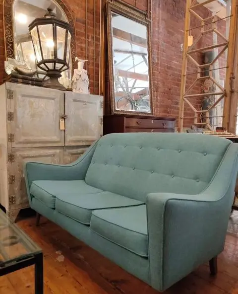Mid-Century Turquoise Sofa
