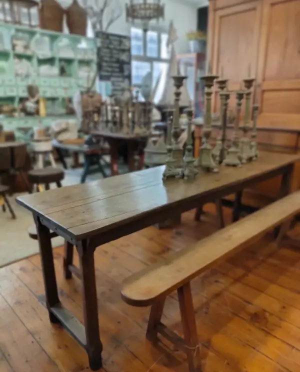 Narrow Oak Table & Benches