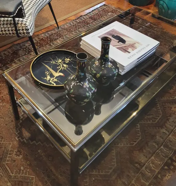 Glass and Metal Coffee Table