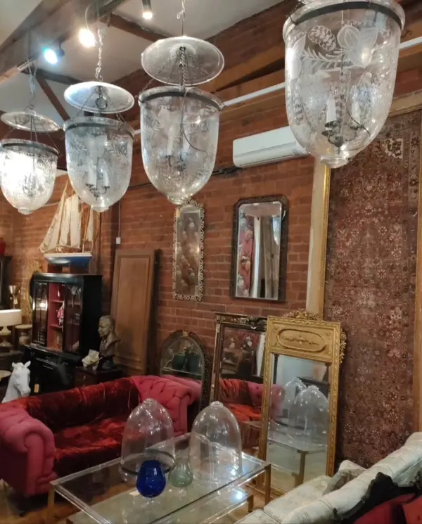 Large Colonial Cut Glass Hanging Lights