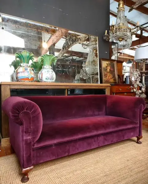 Deep Aubergine Colour Velvet Sofa