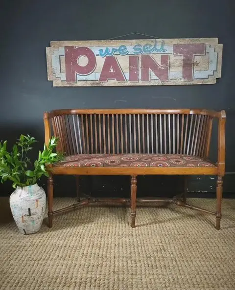 French 2-Seater Settee & Vintage Sign