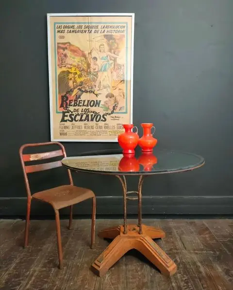 French Art Deco Table With Glass Top