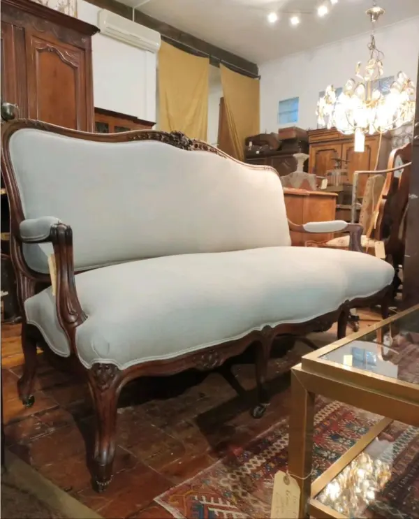 French Style Sofa with Carved Detail