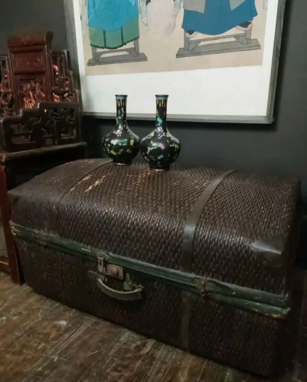 1920’s Oriental Wicker Travel Trunk