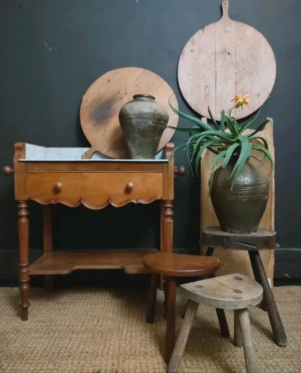 French Marble-Top Washstand and Collectible Items