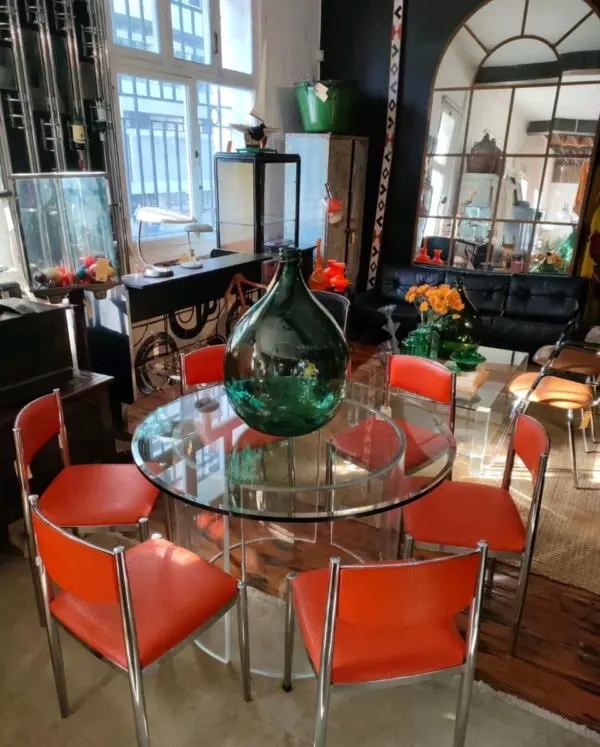 Tangerine Vinyl and Chrome 60’s Dining Chairs