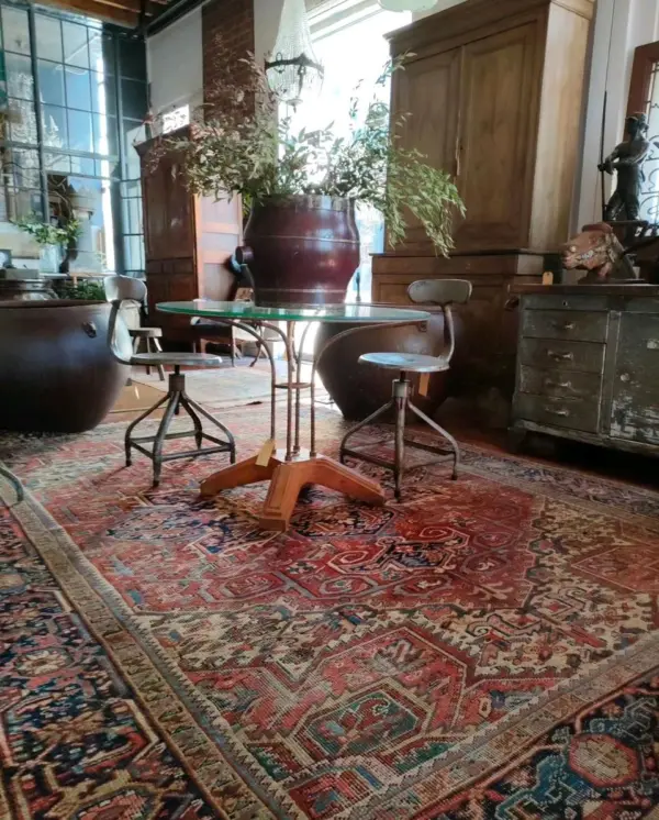 Large Deep Red and Blue Patterned Carpet