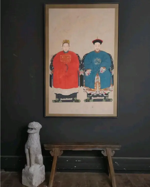 Large Framed Chinese Ancestral Scroll