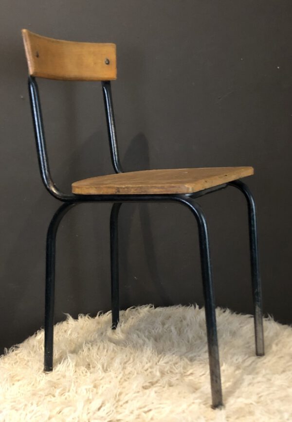 Belgian Vintage Steel and Wood School Chair