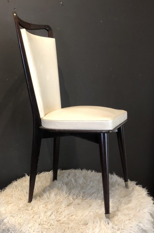 French Designer Dark Wood Dining Chairs (set of 6)