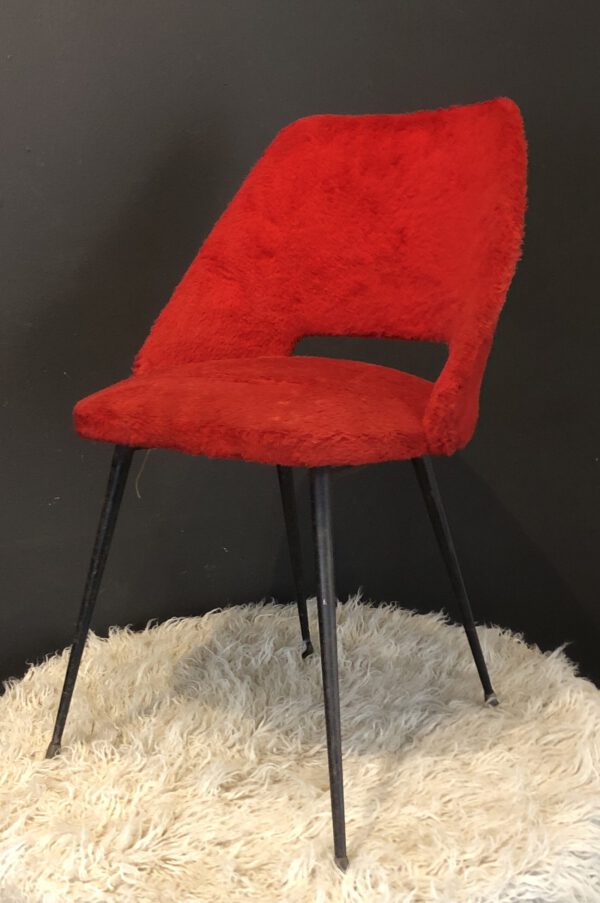 Pair of Vintage Red Plush Cocktail Chairs