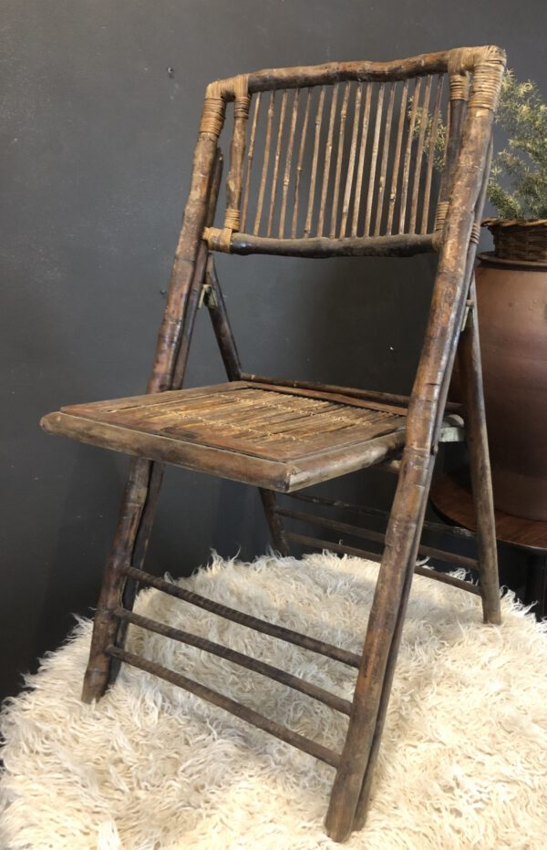 Oriental Folding Burnt Bamboo Chair