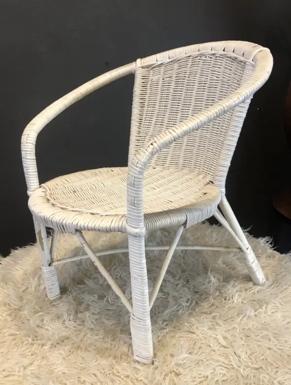 White Painted Kiddies Cane Armchair