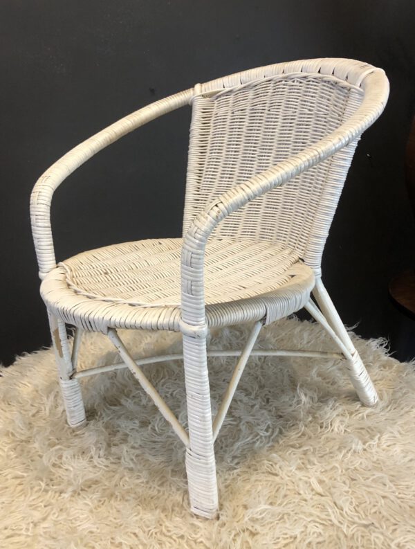 White Painted Kiddies Cane Armchair