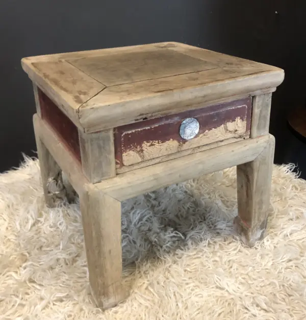 Low Chinese Solid Wood Side Table