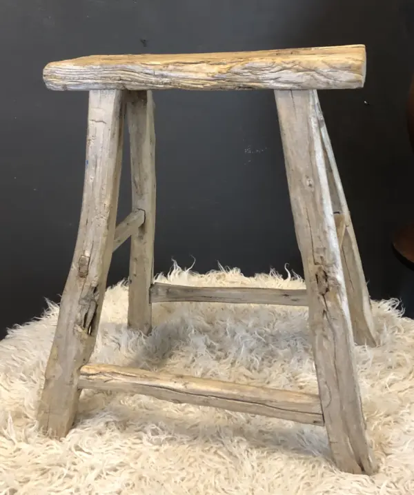 Small Rustic Oriental Wooden Stool