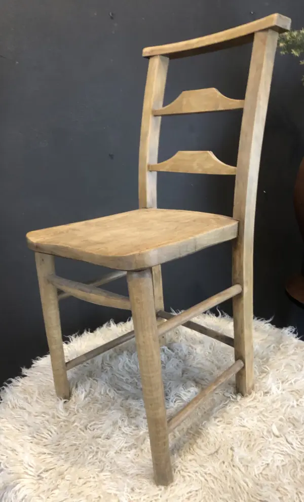 Vintage Pale Wood Chapel Chair