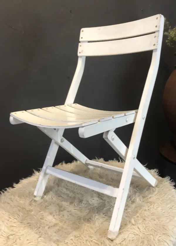Vintage White Painted Folding Garden Chair
