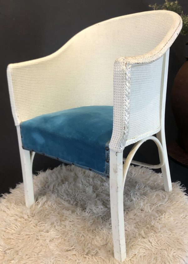 White Painted Lloyd Loom Verandah Chair – with fabric covered seat.