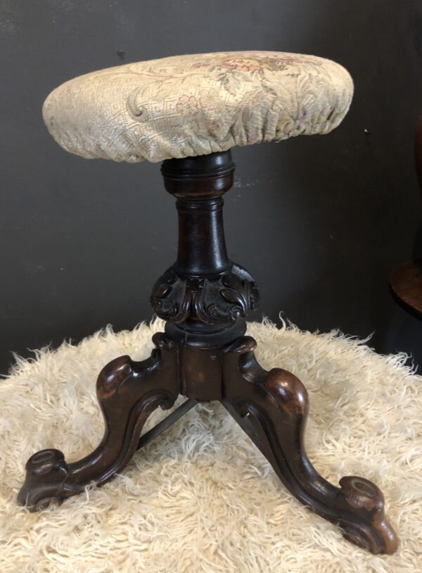 Victorian Carved Wood Piano Stool
