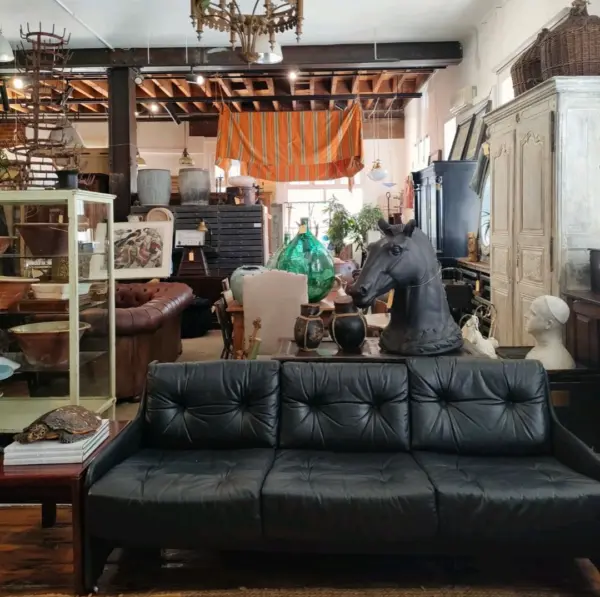 Black Leather 3-Seater Couch