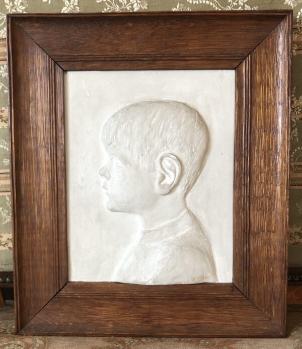 Framed Plaster Relief of Child