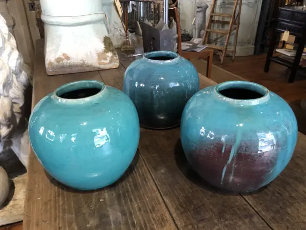Large Turquoise Glazed Ceramic Pots