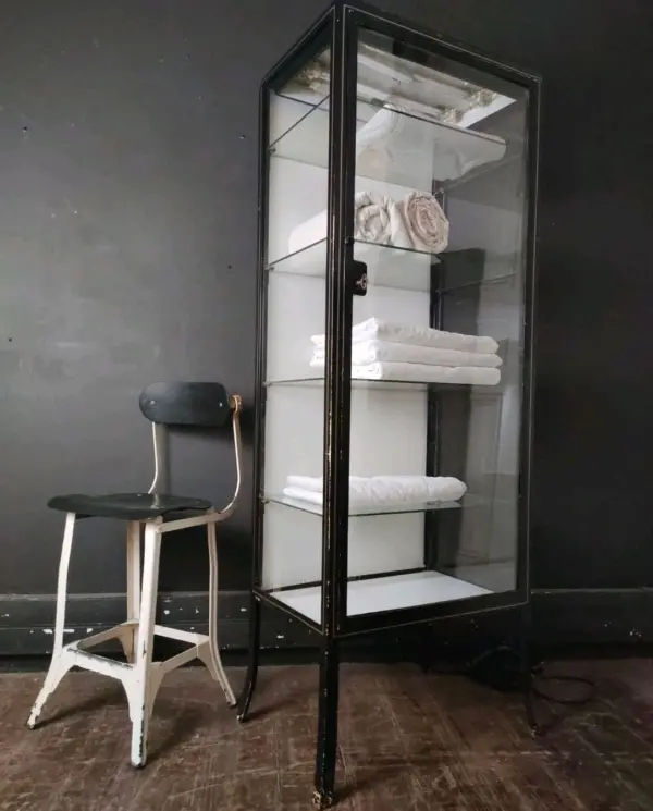 Black Metal and Glass Display Cabinet