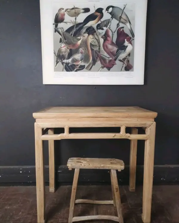 Chinese Blonde Elm Wood Side Table