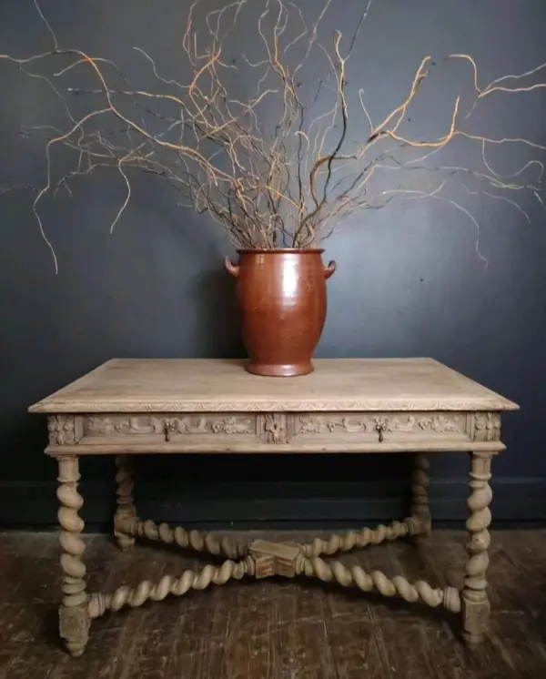 Carved Oak French Writing Table