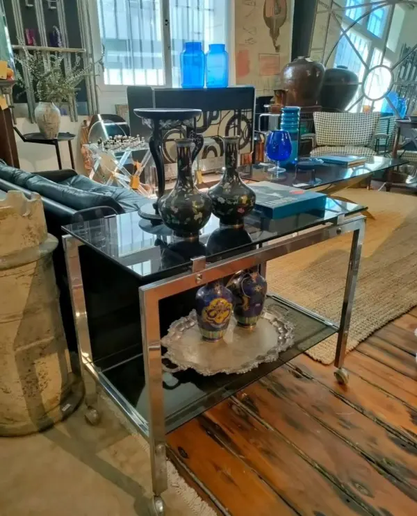 Chrome and Glass Mid-Century drinks trolley