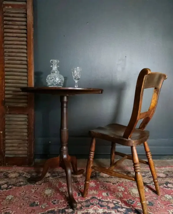 Oxford Scroll-Back Chair and Round Oak Occasional Table