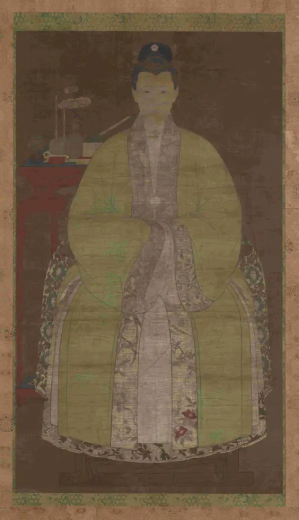 Large Reproduction – Chinese Ancestral Portrait Scroll of a Woman in Green