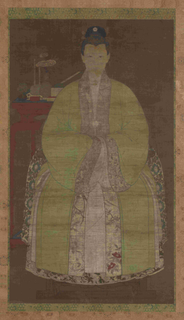 Large Reproduction – Chinese Ancestral Portrait Scroll of a Woman in Green