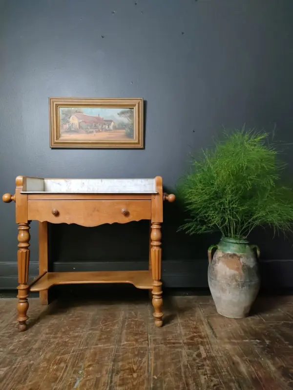 Wooden Marble-Top Washstand