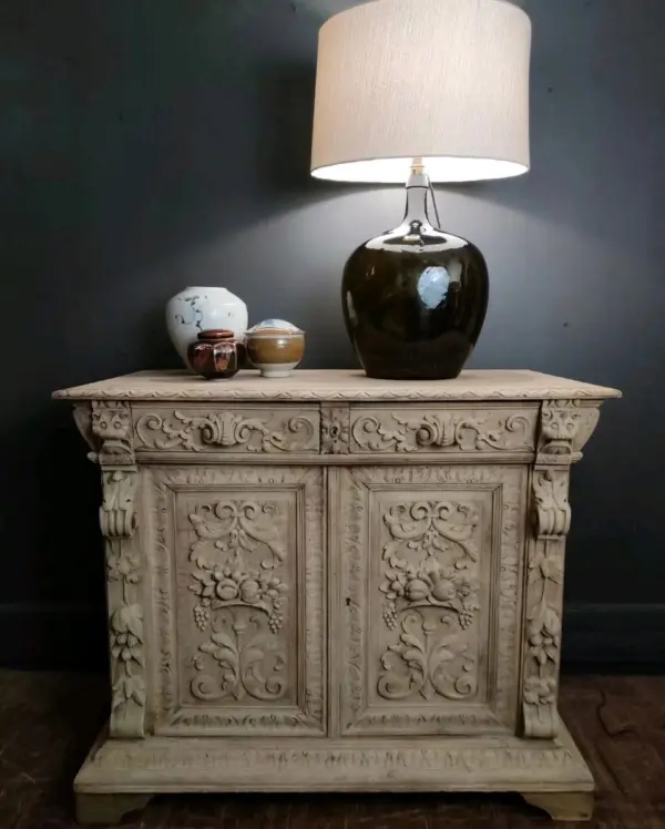 Late 19th-Century French Pickled Oak Hunting Buffet