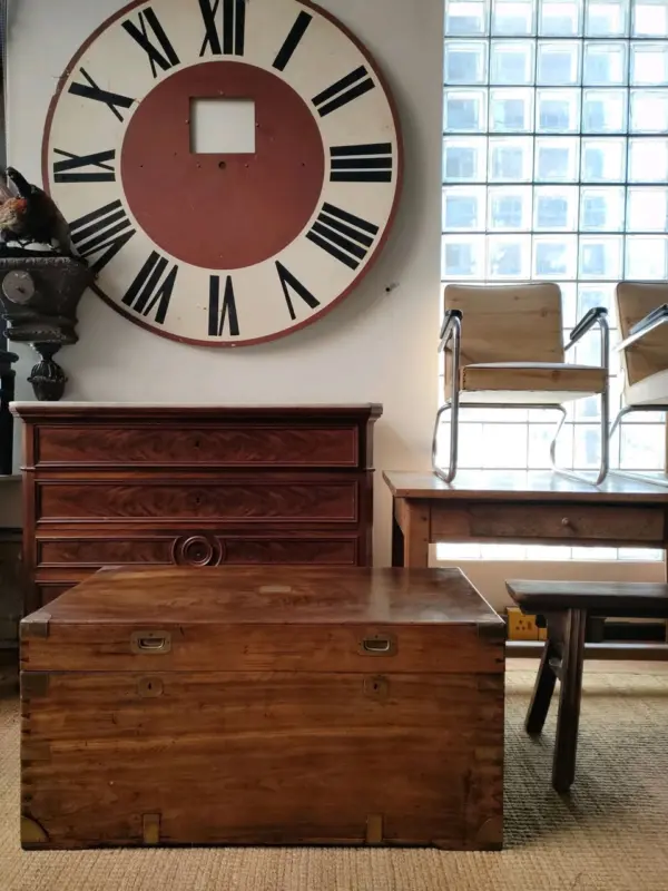 Antique Camphor Wood Campaign-Style Trunk