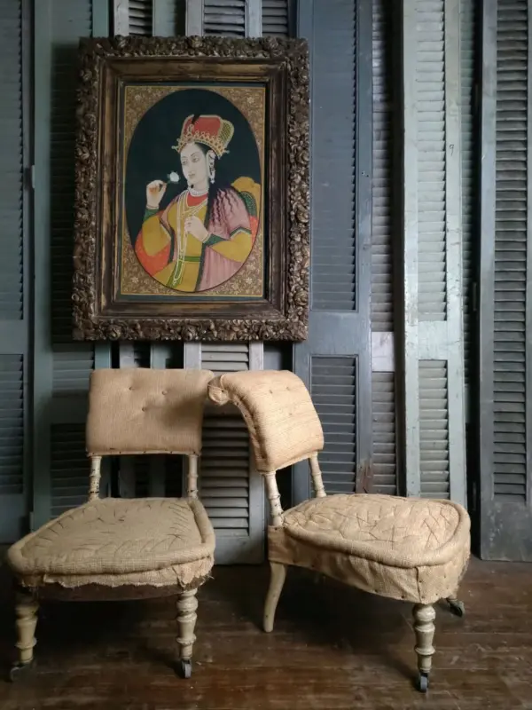 Pair of Neutral Colour Boudoir Chairs
