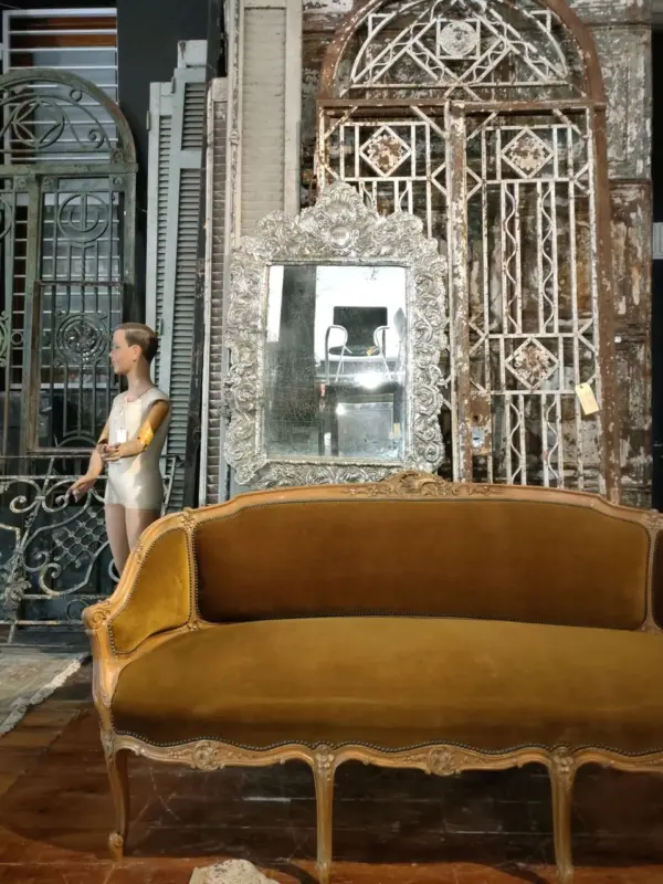 Old Gold Velvet Louis XVI Sofa